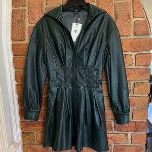 7 For All Mankind Dark Green Faux leather dress size xs